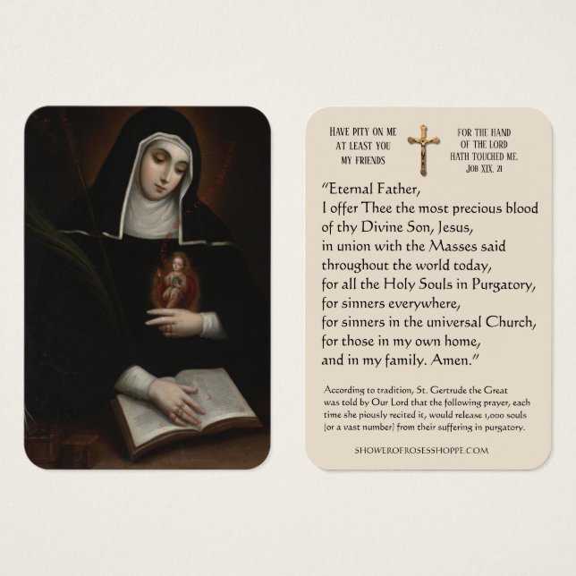 St. Gertrude the Great Purgatory Prayer Holy Card (Front & Back)