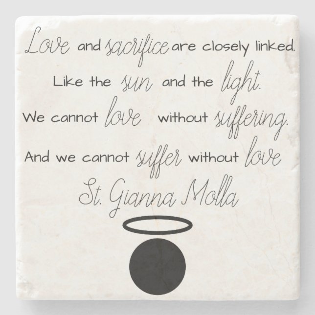 St. Gianna Molla Quote Stone Coaster (Front)