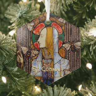 ^St. Gobnait hortiz head Glass Ornament