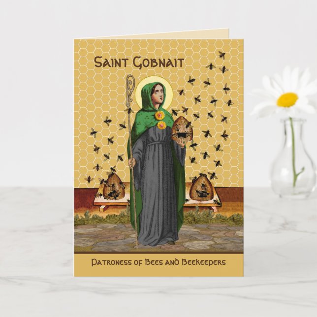 St. Gobnait of Ballyvourney (SAE 003) Greeting Card (Small Plant)