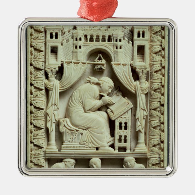 St. Gregory writing with scribes below Metal Ornament (Front)