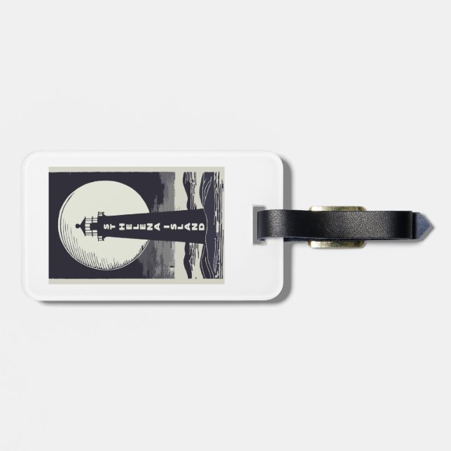 St. Helena Island Michigan Lighthouse Moon Luggage Tag (Back Horizontal)