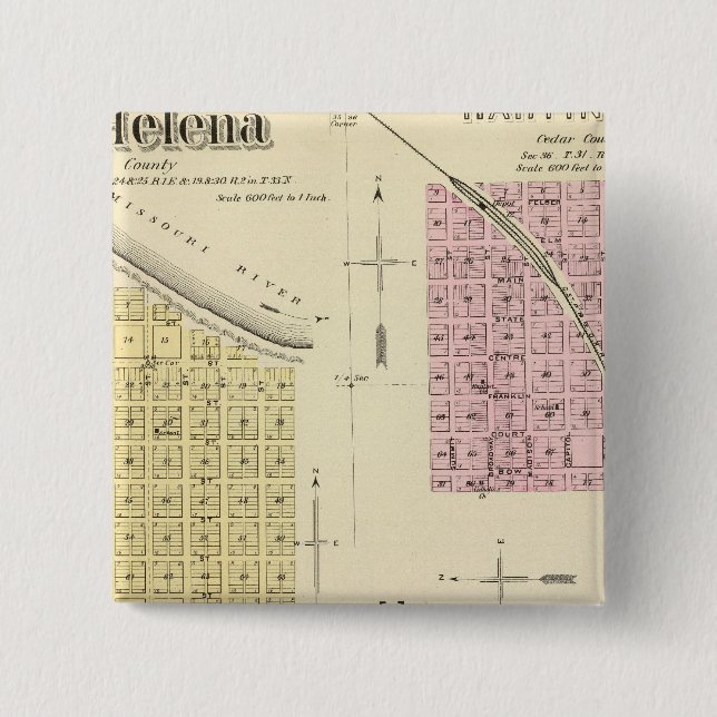St. Helena, Nebraska 2 Inch Square Button (Front)