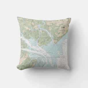St Helena Sound Nautical Chart 11517 Throw Pillow