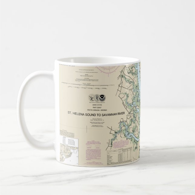 St Helena Sound to Savannah River Nautical Chart Coffee Mug (Left)