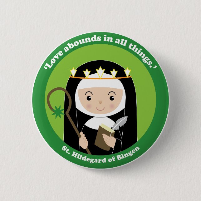 St. Hildegard 2 Inch Round Button (Front)