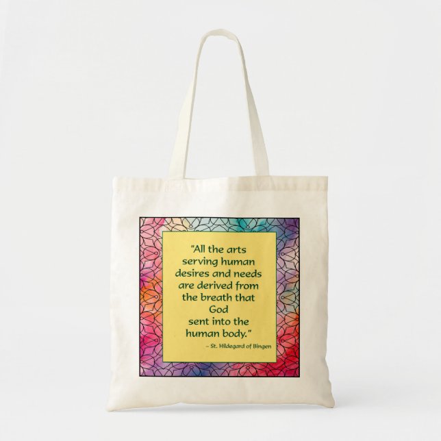 St. Hildegard of Bingen Quote Tote Bag (Front)
