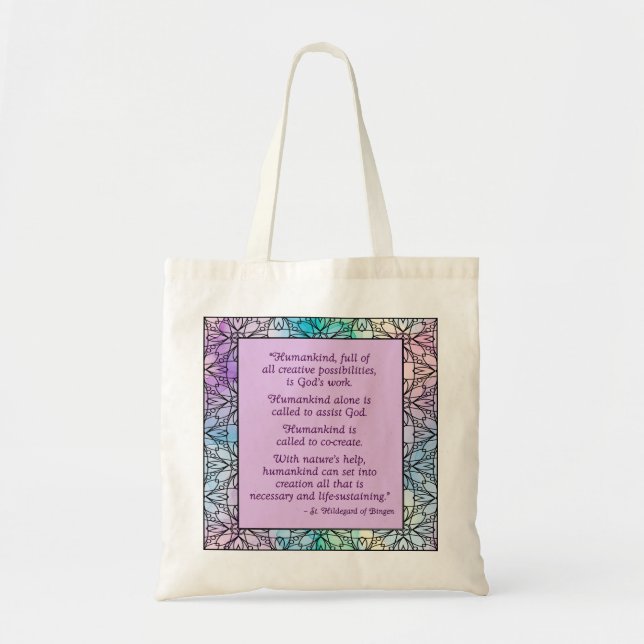 St. Hildegard of Bingen Quote Tote Bag (Front)