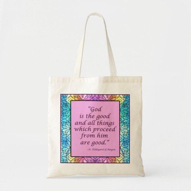 St. Hildegard of Bingen Quote Tote Bag (Front)