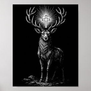 St. Hubert Hubertus Patron Saint Of Hunters Stag C Poster