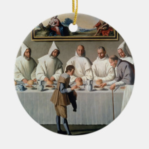 St. Hugh of Cluny (1024-1109) in the Refectory of Ceramic Ornament