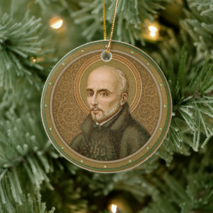 St. Ignatius Loyola (BK 050; Abbrev. Latin Motto) Ceramic Ornament