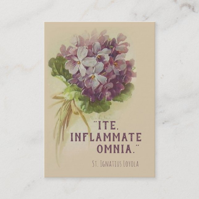 St. Ignatius Loyola Quote with Flowers Holy Card (Front)