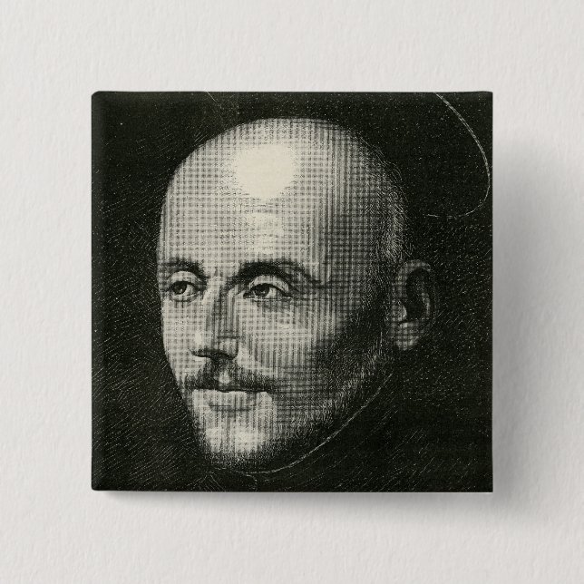 St. Ignatius of Loyola 2 Inch Square Button (Front)