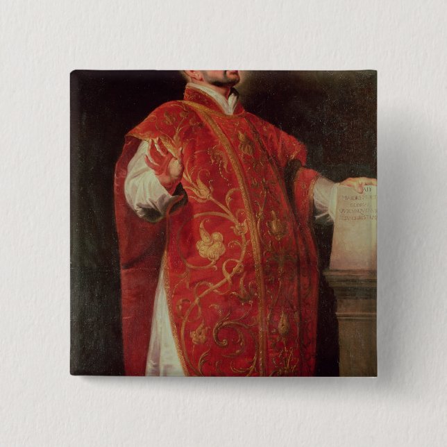 St. Ignatius of Loyola  Founder of the Jesuits 2 Inch Square Button (Front)