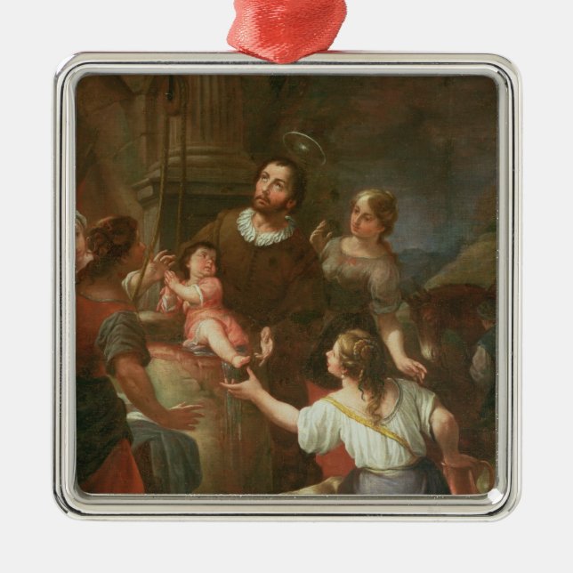 St. Isidore and the Miracle at the Well Metal Ornament (Front)