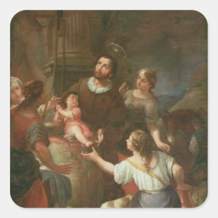 St. Isidore and the Miracle at the Well Square Sticker