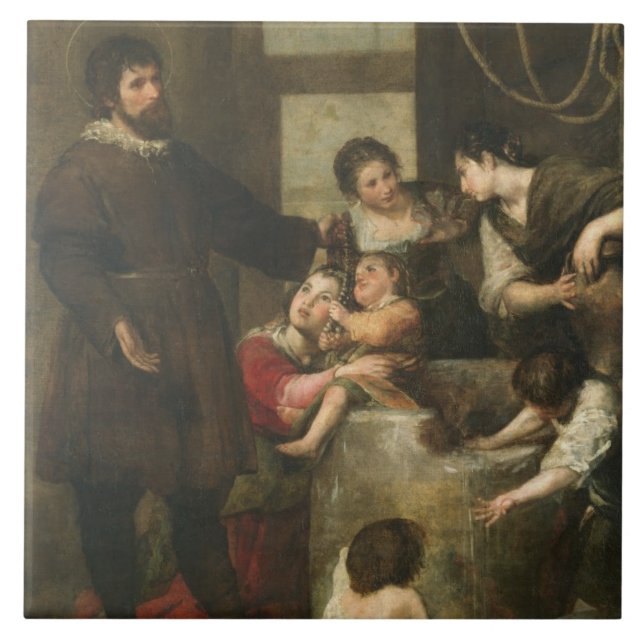 St. Isidore saves a child that had fallen in a wel Tile (Front)