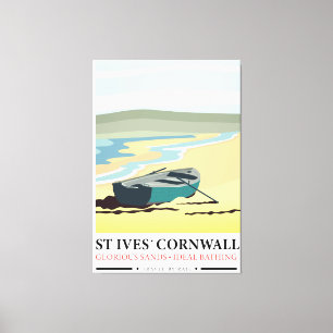 St Ives Cornwall nautical travel poster. Canvas Print