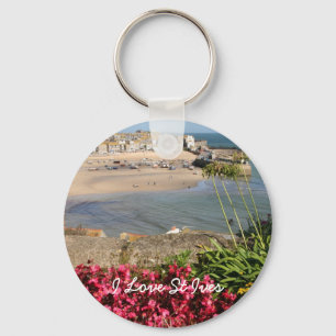 St Ives Harbour Pink Flowers Keychain