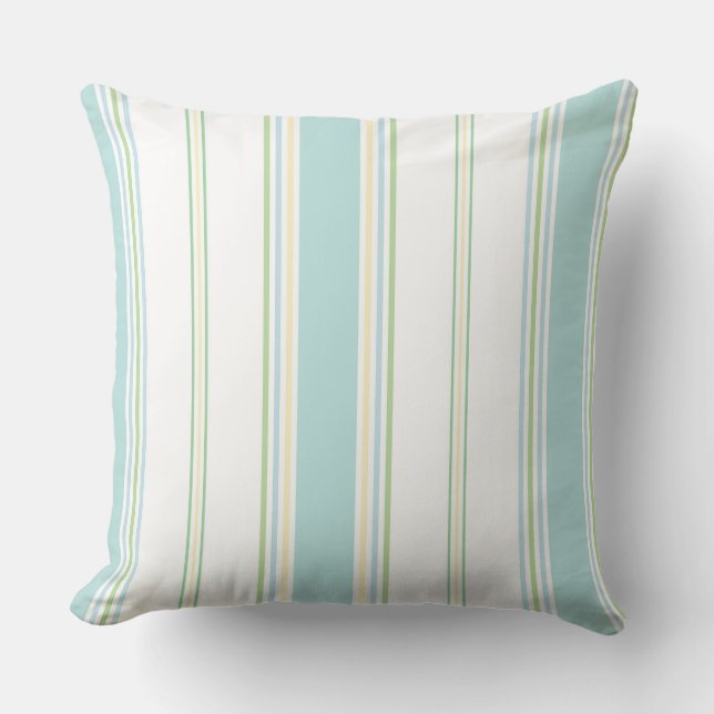 St Ives Stripe aqua seaglass Throw Pillow (Front)