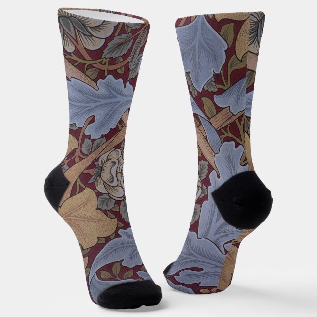 St. James Acanthus Leaf Pattern by William Morris Socks (Angled)