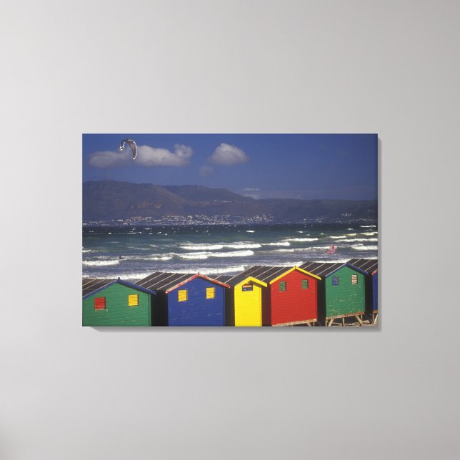 St. James Bay Bathing Boxes, near Capetown, Canvas Print (Front)