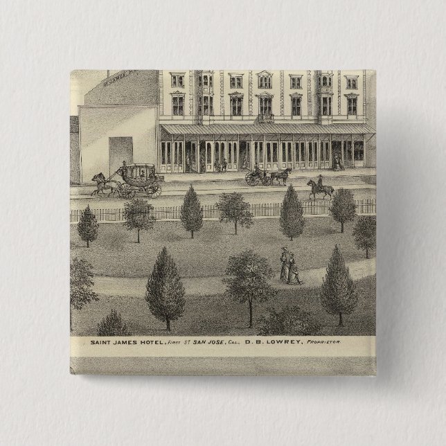St James Hotel, residence 2 Inch Square Button (Front)