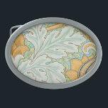 St James Pattern (by William Morris) Belt Buckle<br><div class="desc">This design features a high-definition print of a wallpaper pattern created by the British artist William Morris (1834–1896), who is associated with the Arts and Crafts Movement. It is a floral pattern with intertwined foliage, leaves and flowers. The leaves are in various shades of green, while the flowers are a...</div>