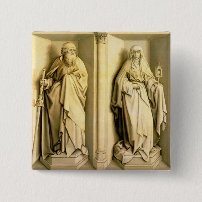 St. James the Great and St. Clare 2 Inch Square Button (Front)