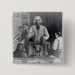 St. Jean-Marie Vianney  preaching, 19th century 2 Inch Square Button