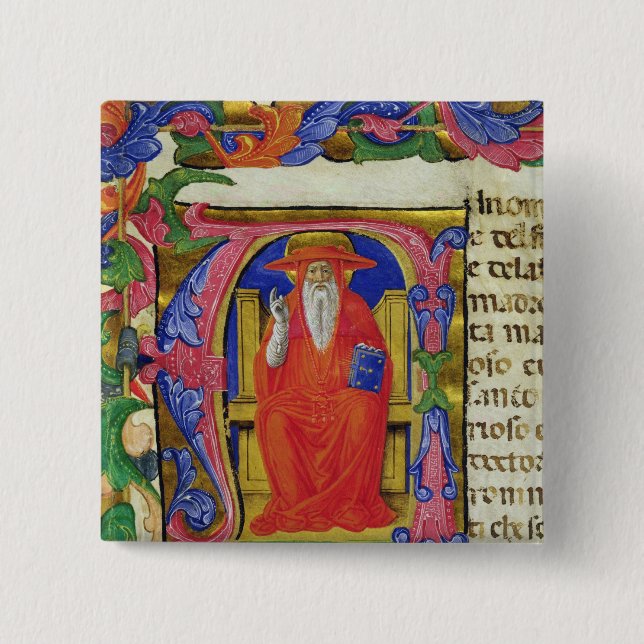 St. Jerome 2 Inch Square Button (Front)