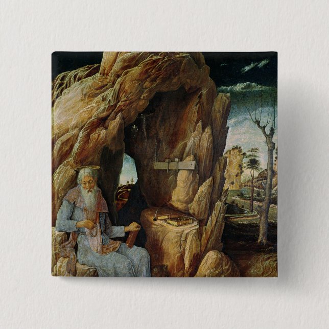 St. Jerome 2 Inch Square Button (Front)