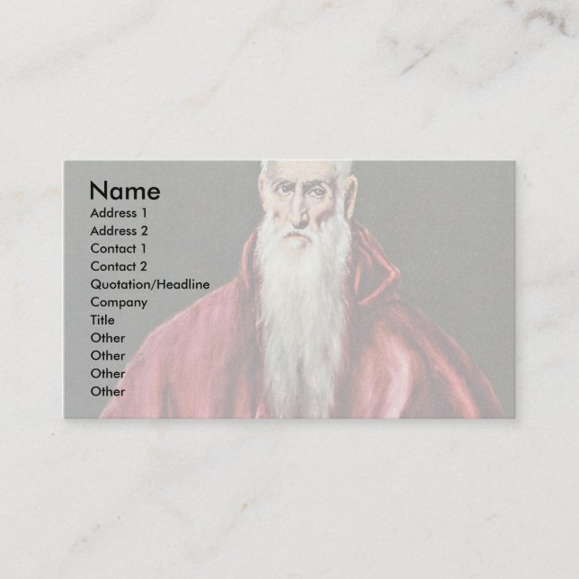 St. Jerome As Cardinal By Greco El Business Card (Front)