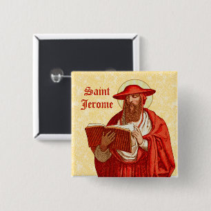 St. Jerome as Cardinal with Book (P 004) 2 Inch Square Button