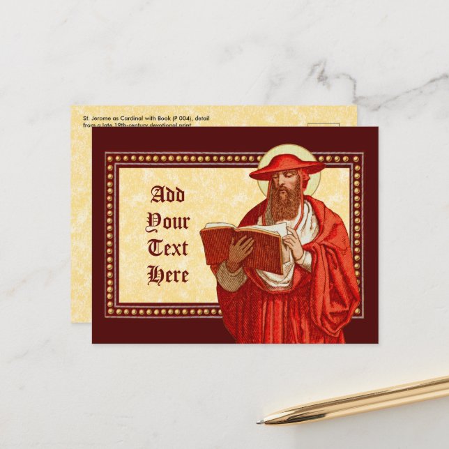 St. Jerome as Cardinal with Book (P 004)  Postcard (Front/Back In Situ)