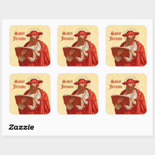 St. Jerome as Cardinal with Book (P 004) Square Sticker