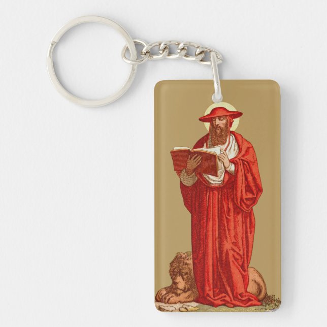 St. Jerome as Cardinal with Lion (P 004) Keychain (Front)
