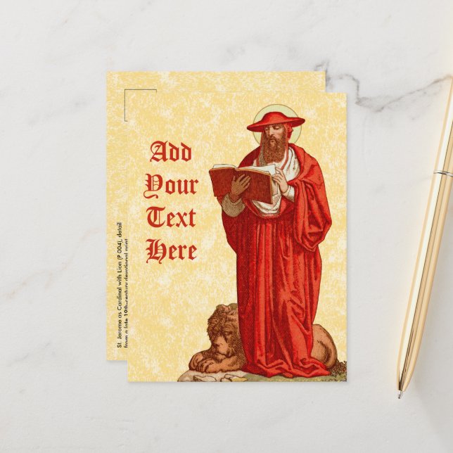 St. Jerome as Cardinal with Lion (P 004)  Postcard (Front/Back In Situ)