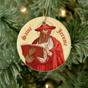St. Jerome as Cardinal with Motivational Quote Ceramic Ornament