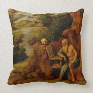 St. Jerome, c.1500 (oil on panel) Throw Pillow