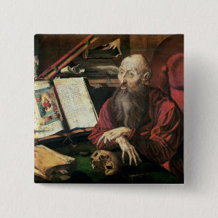 St. Jerome, c.1540-50 2 Inch Square Button