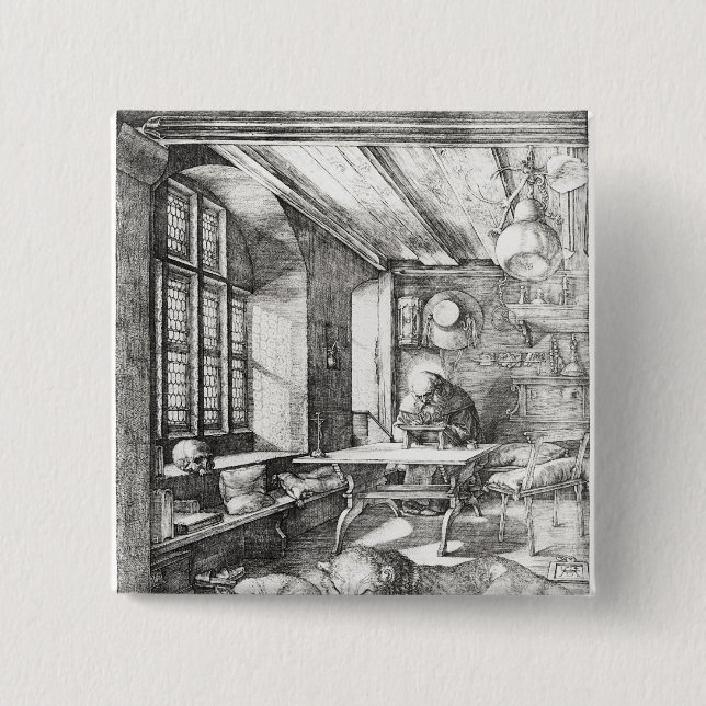 St. Jerome in his Study, 1514 2 Inch Square Button (Front)