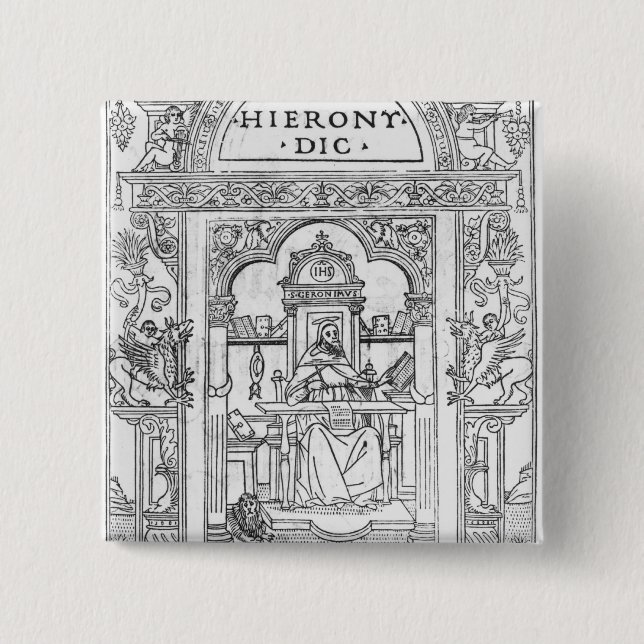St. Jerome in his Study 2 Inch Square Button (Front)