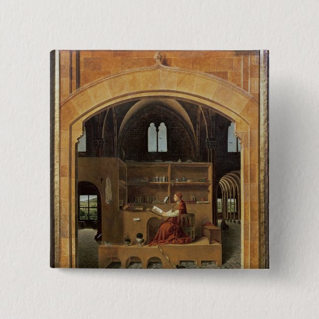 St. Jerome in his study, c.1475 2 Inch Square Button (Front)