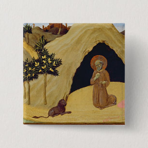 St. Jerome with the lion, 1436 (tempera on panel) 2 Inch Square Button