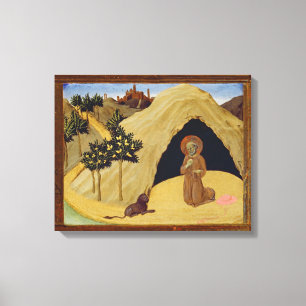 St. Jerome with the lion, 1436 (tempera on panel) Canvas Print