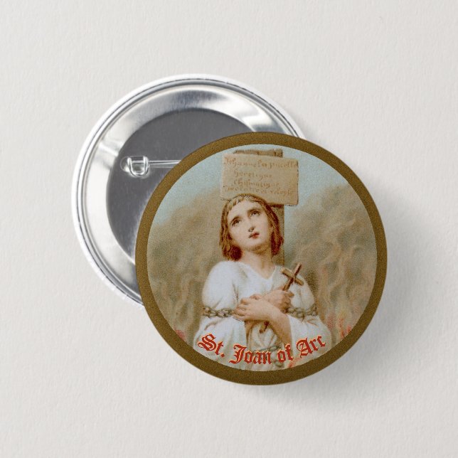 St. Joan of Arc Burning at the Stake (BF 01) 2 Inch Round Button (Front & Back)