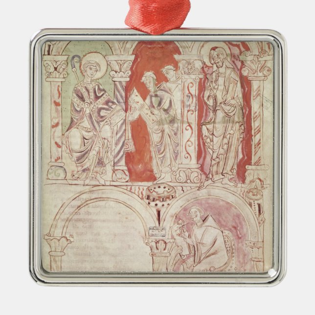 St. John Cassian writing and monks offering Metal Ornament (Front)