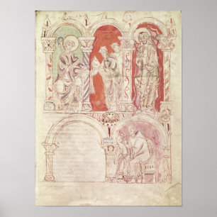St. John Cassian writing and monks offering Poster